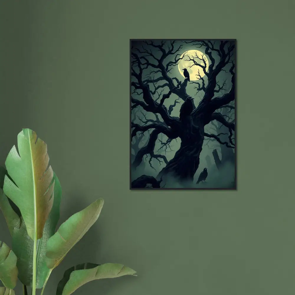 Framed spooky tree art from Watcher of the Crooked Moon PixiOnyx Nocturne Frame Series