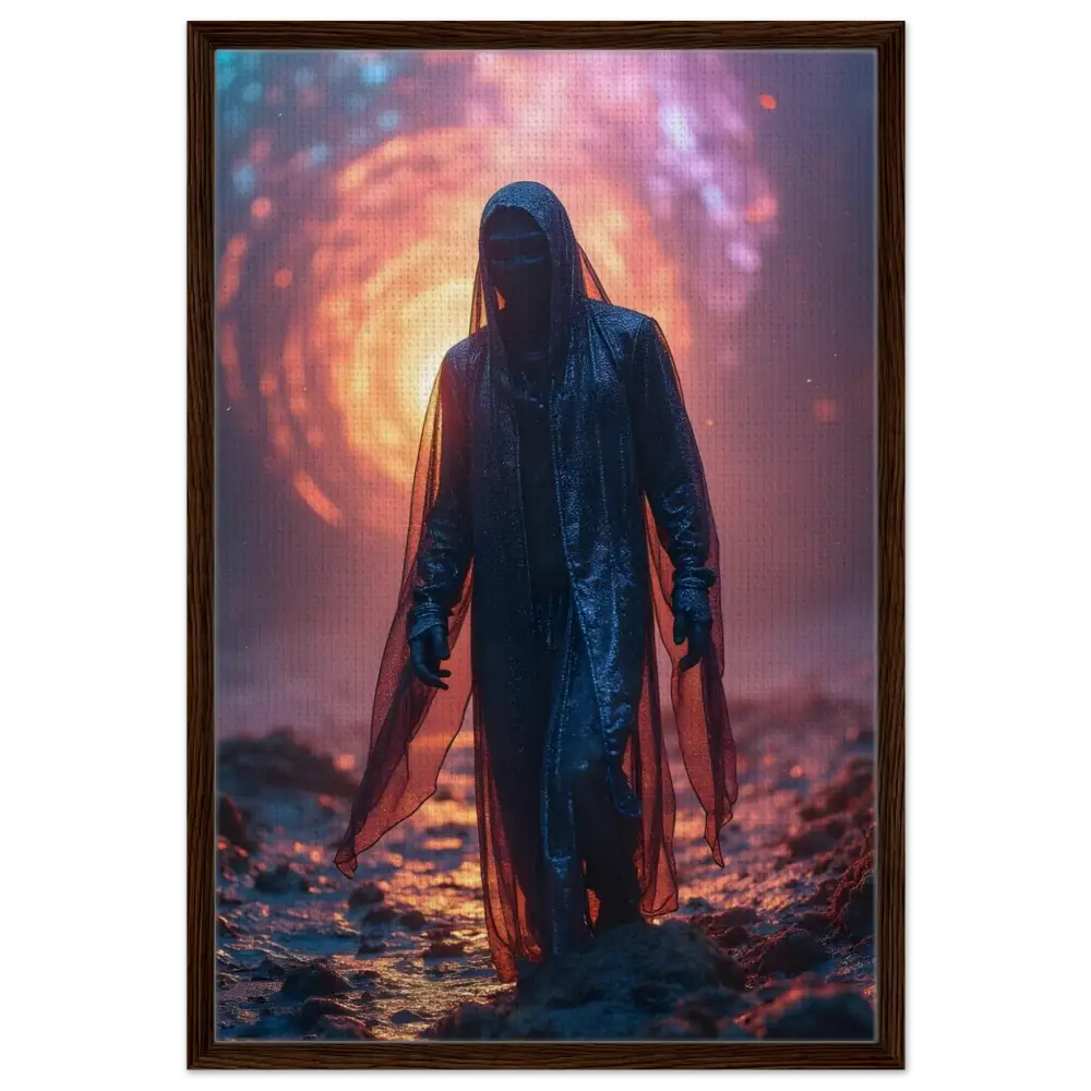 Framed Shadowwalker Canvas featuring figure in hooded cloak from PixiOnyx Gallery Wrap