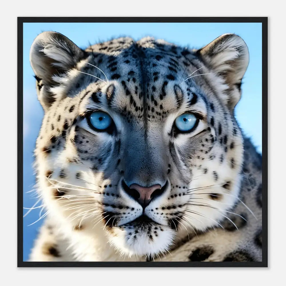 Framed Snow Leopard portrait art on PixiOnyx Glacier Gaze matte print