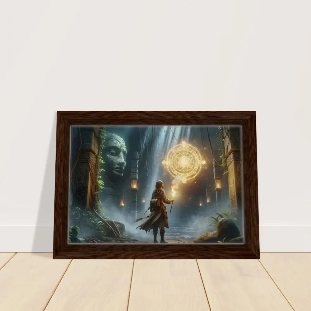 Framed fantasy art of Glowing Glyph Explorer from PixiOnyx Jungle Lore collection