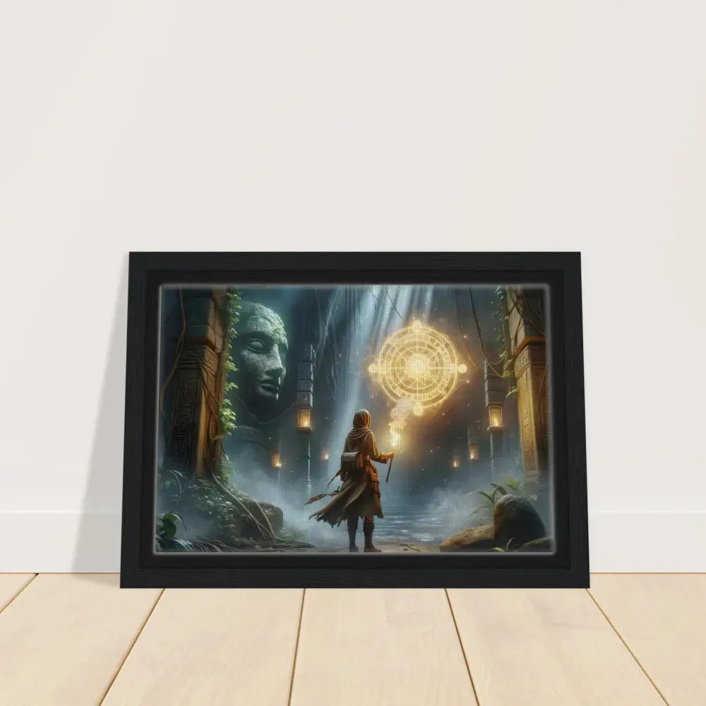 Framed fantasy art of Glowing Glyph Explorer from PixiOnyx Jungle Lore collection