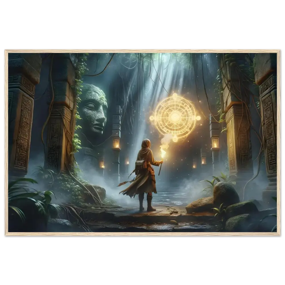 Mystical temple adventurer fantasy art framed torchbearer PixiOnyx matte print