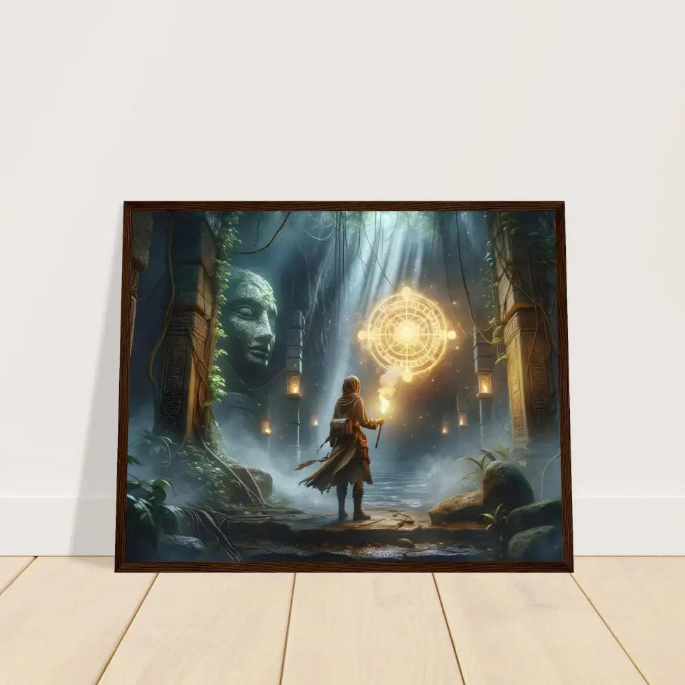 Framed Torchbearer Fantasy Art Print from Forgotten Glyphs Adventure on PixiOnyx Matte Finish