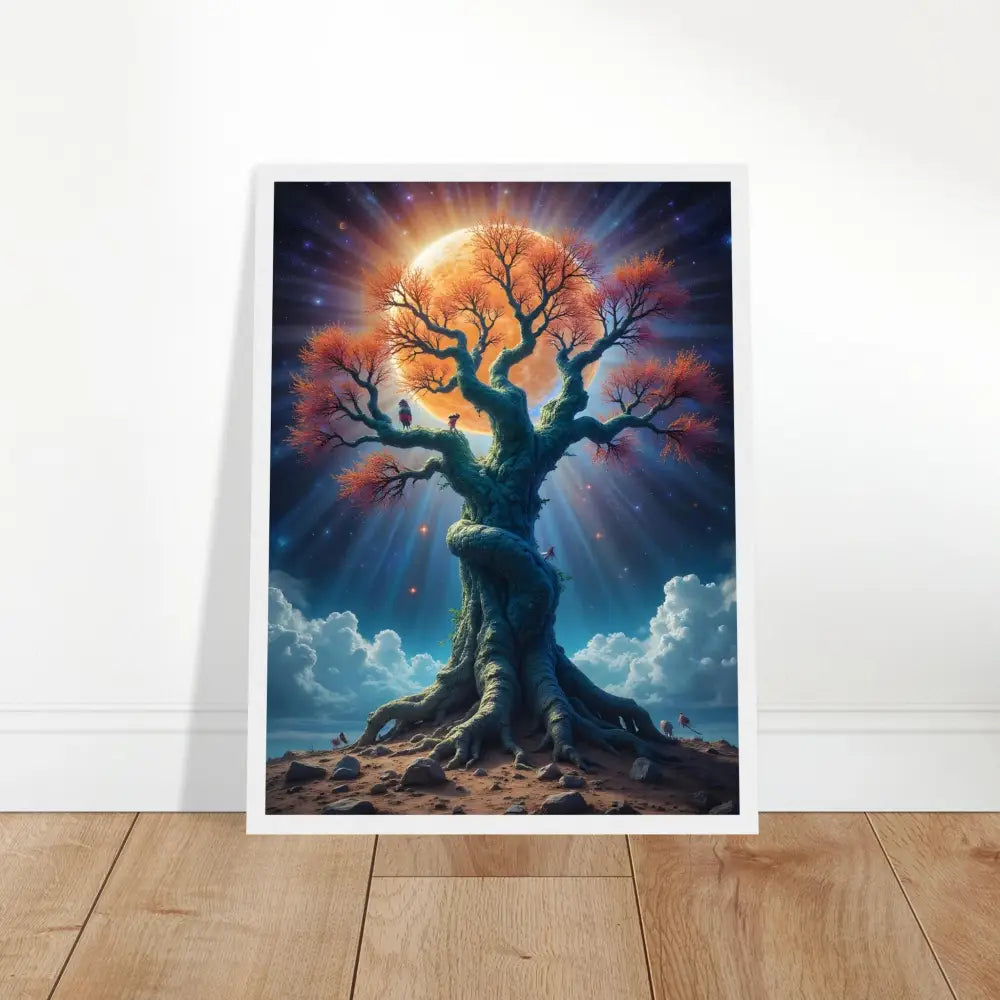 Framed Tree of Light Art Cosmic Roots PixiOnyx Matte Print for wall decor