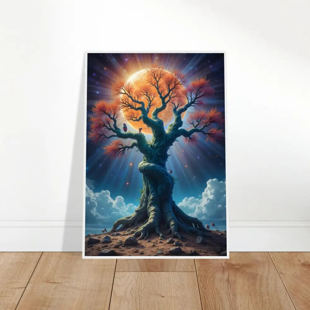 Framed Tree of Light Art Cosmic Roots PixiOnyx Matte Print perfect for wall decor