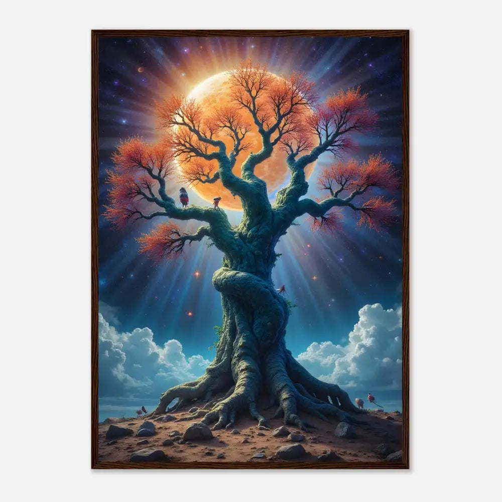 Framed fantasy tree with orange leaves from PixiOnyx Cosmic Roots art print
