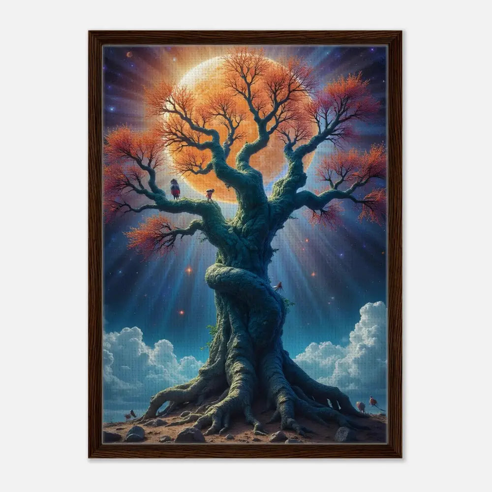 Framed fantasy tree artwork from PixiOnyx with cosmic roots wall decor