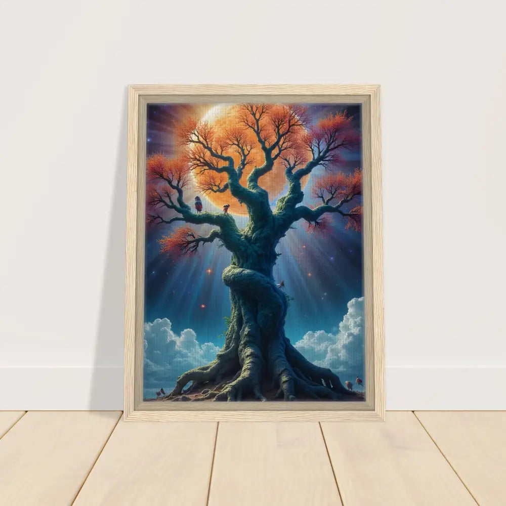 Framed Tree of Light Canvas Cosmic Roots PixiOnyx Fantasy Wall Art