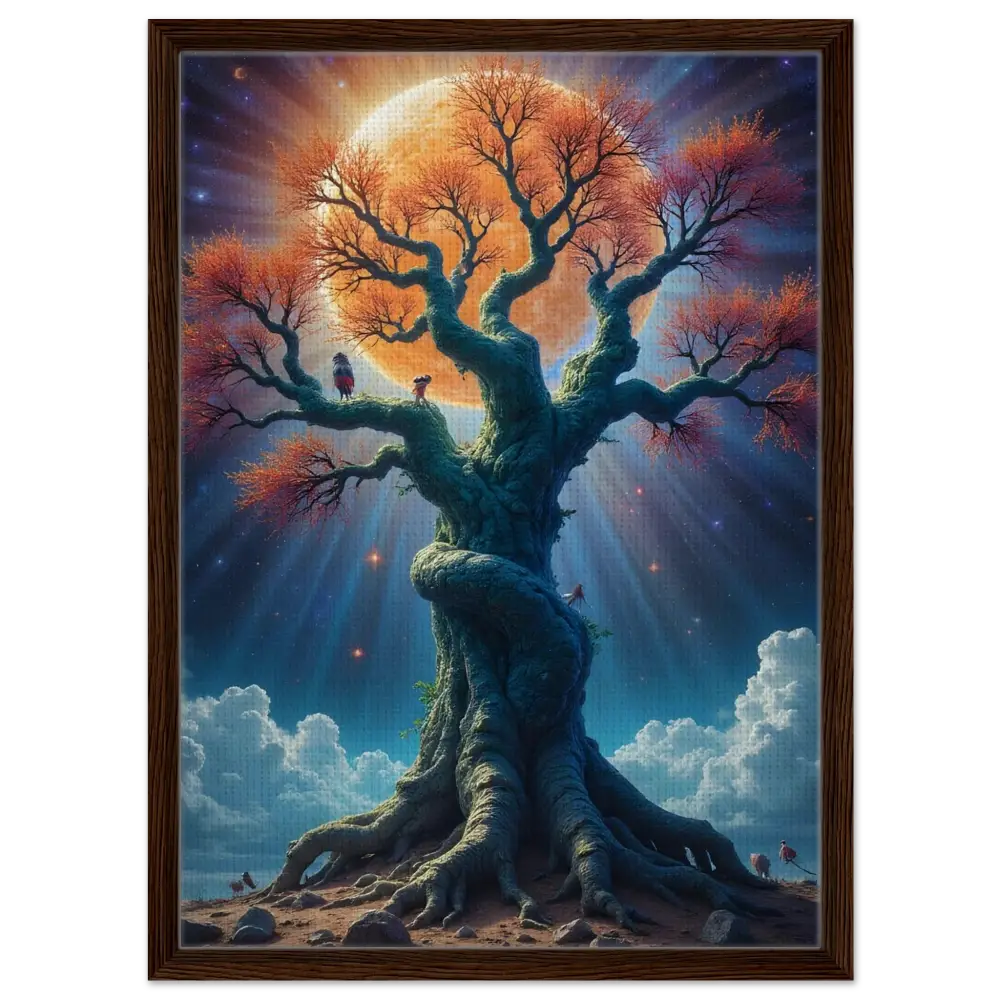 Framed Fantasy Tree Art Canvas Cosmic Roots PixiOnyx Wall Decor
