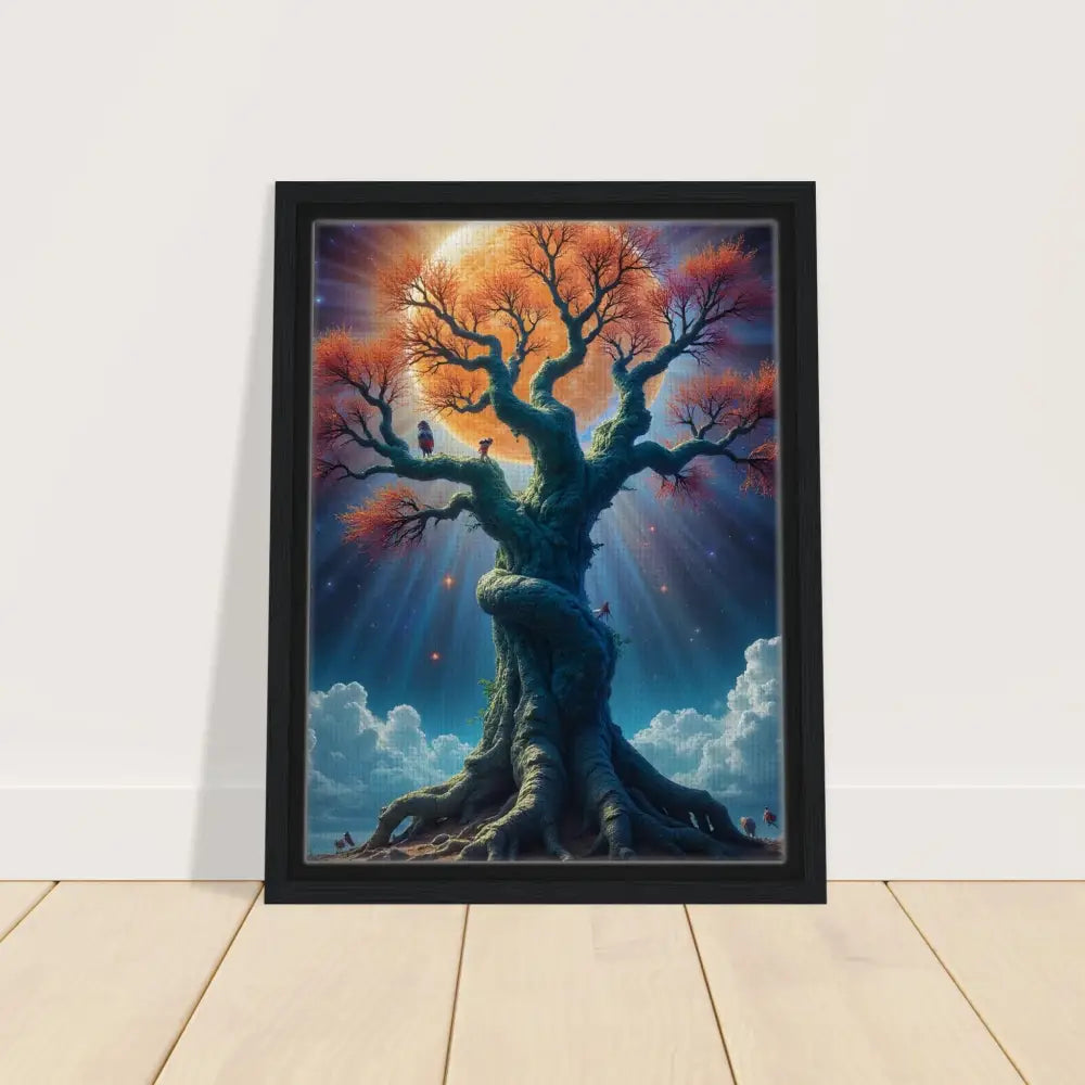 Framed Tree of Light Canvas Cosmic Roots PixiOnyx Fantasy Wall Art