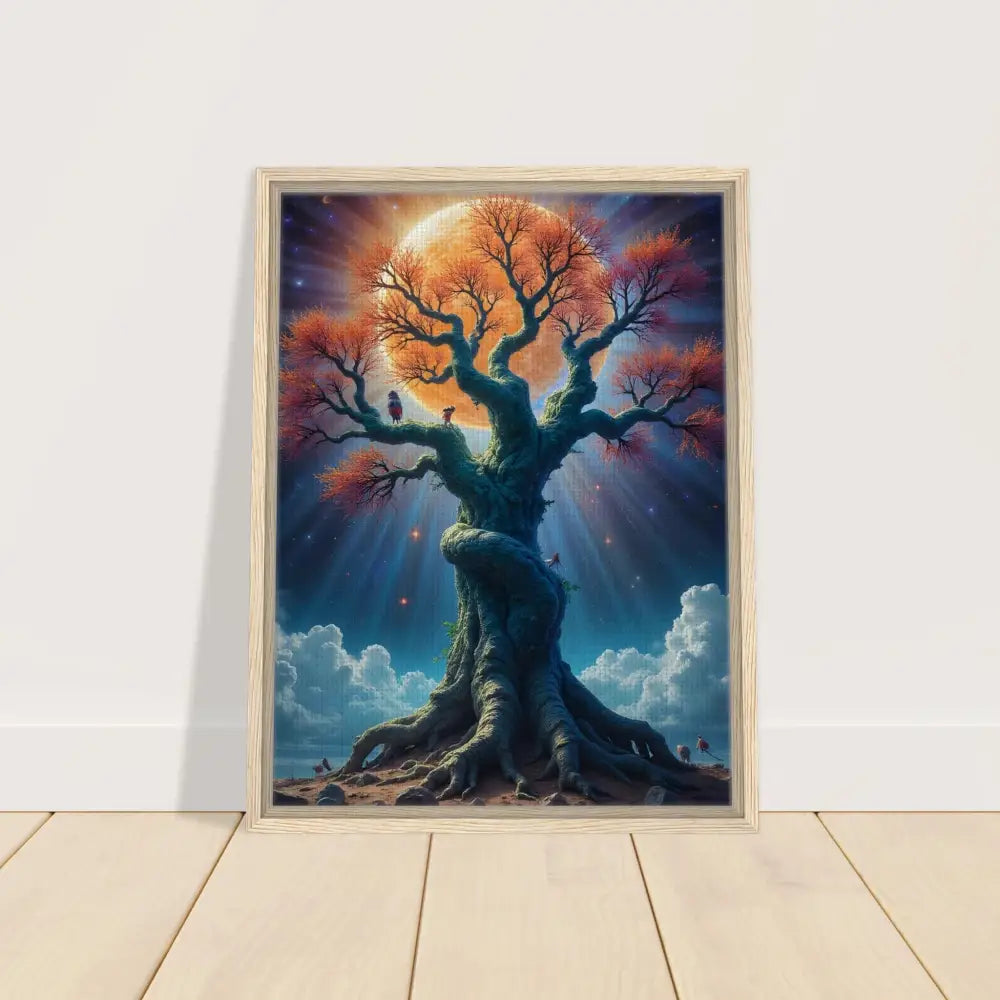 Framed Tree of Light Canvas Cosmic Roots Wall Art by PixiOnyx Fantasy Display