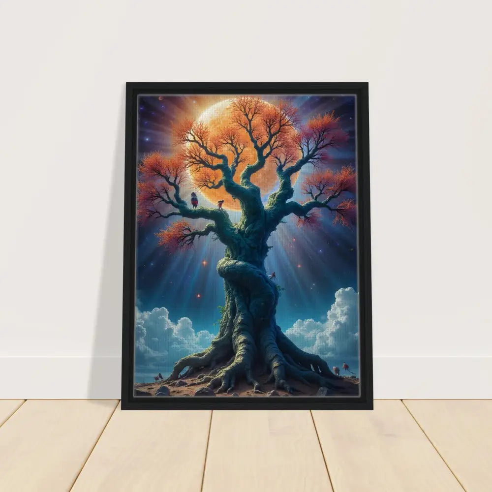 Framed Tree of Light Canvas cosmic roots fantasy wall art by PixiOnyx