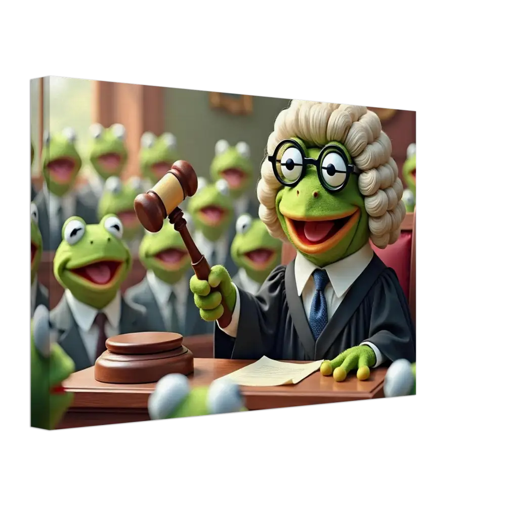 Kermit the Frog judge on the Frog Courtroom Canvas wall display