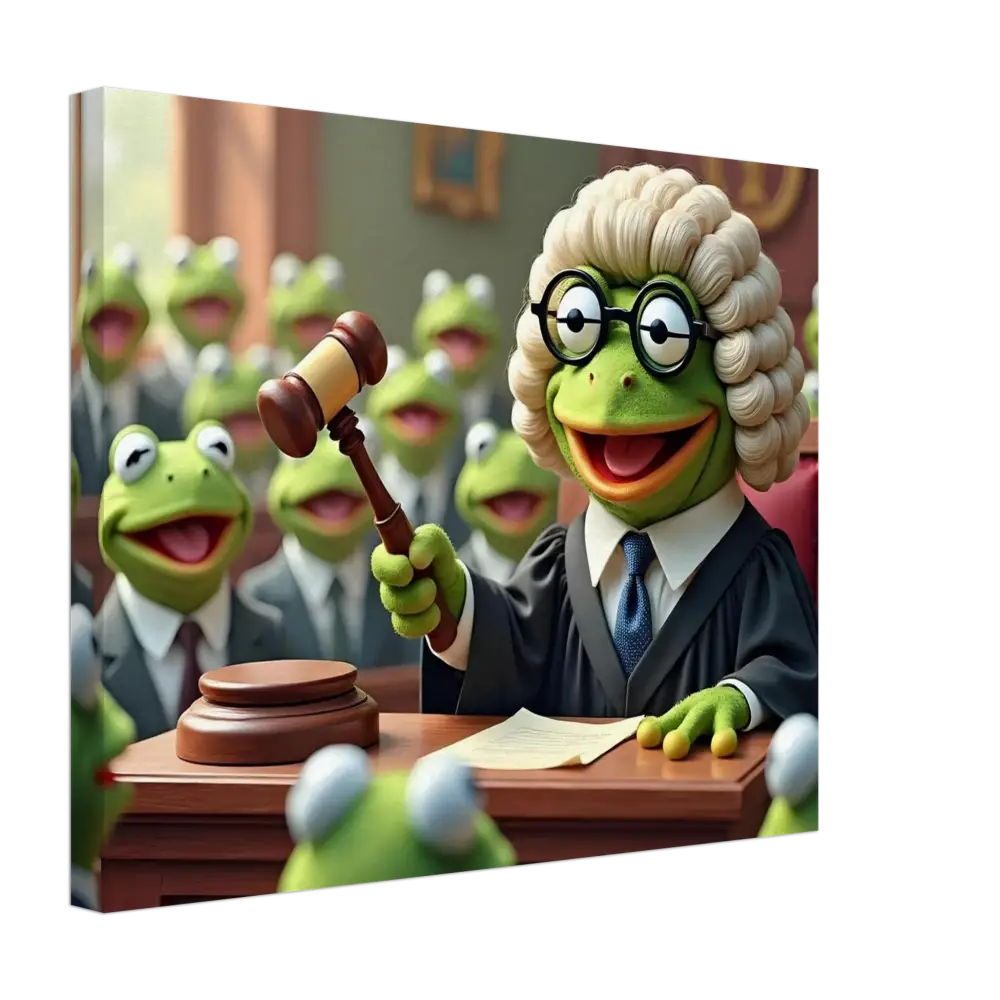 Kermit the Frog as a judge from Frog Courtroom Canvas PixiOnyx Surreal Wall Display