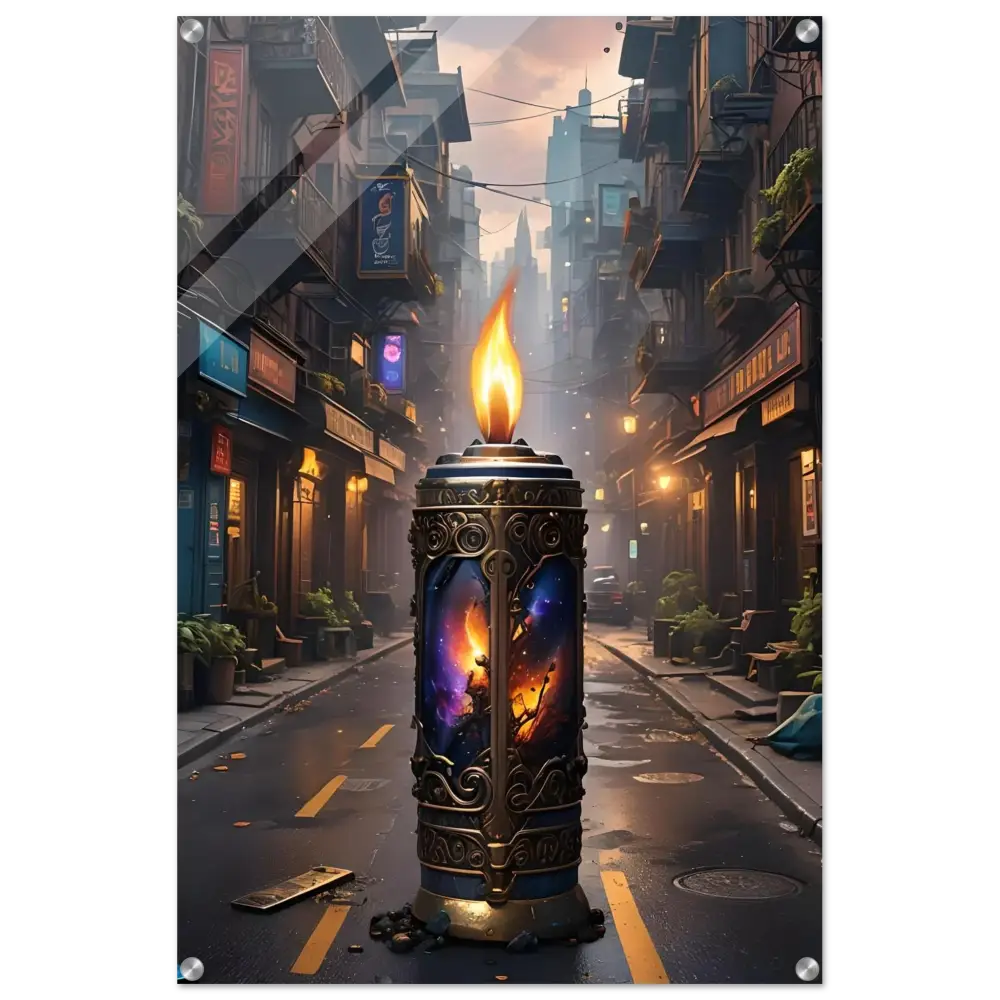 Ornate cosmic imagery candle from Galactic Flame Acrylic Wall Art PixiOnyx Exclusive