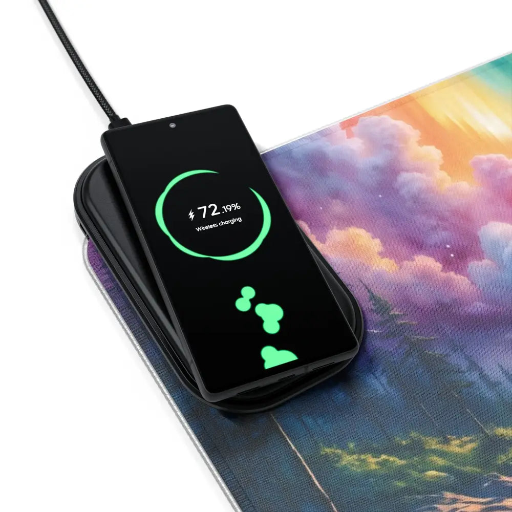 Gaming Mouse Pad Celestial Tide with Wireless Charging for Smartphone and RGB LED Lighting