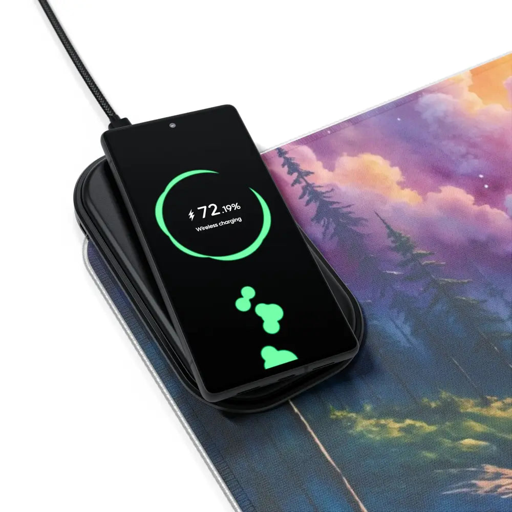Gaming Mouse Pad Celestial Tide with wireless charging for black smartphone on PixiOnyx