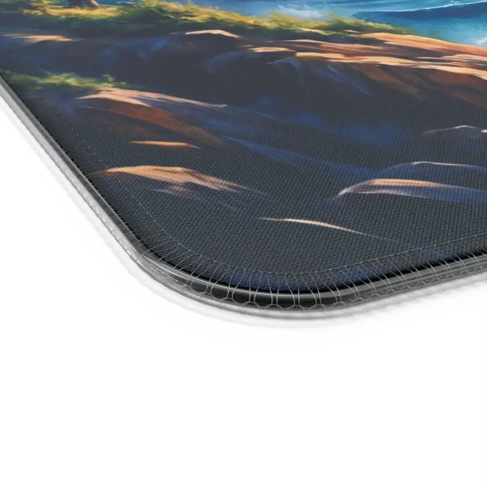 Gaming Mouse Pad Celestial Tide with vibrant landscape design and stitched edges