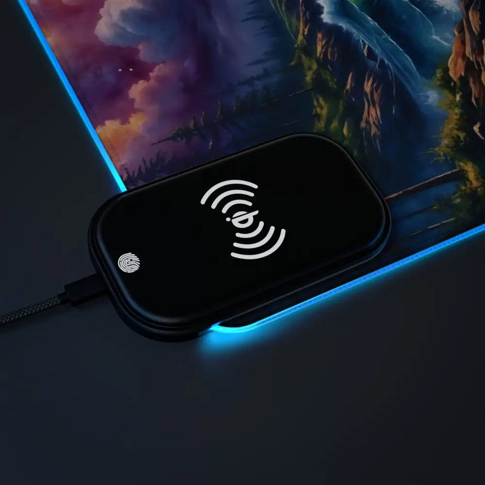 Gaming Mouse Pad Celestial Tide with wireless charging pad, fingerprint sensor, blue LED