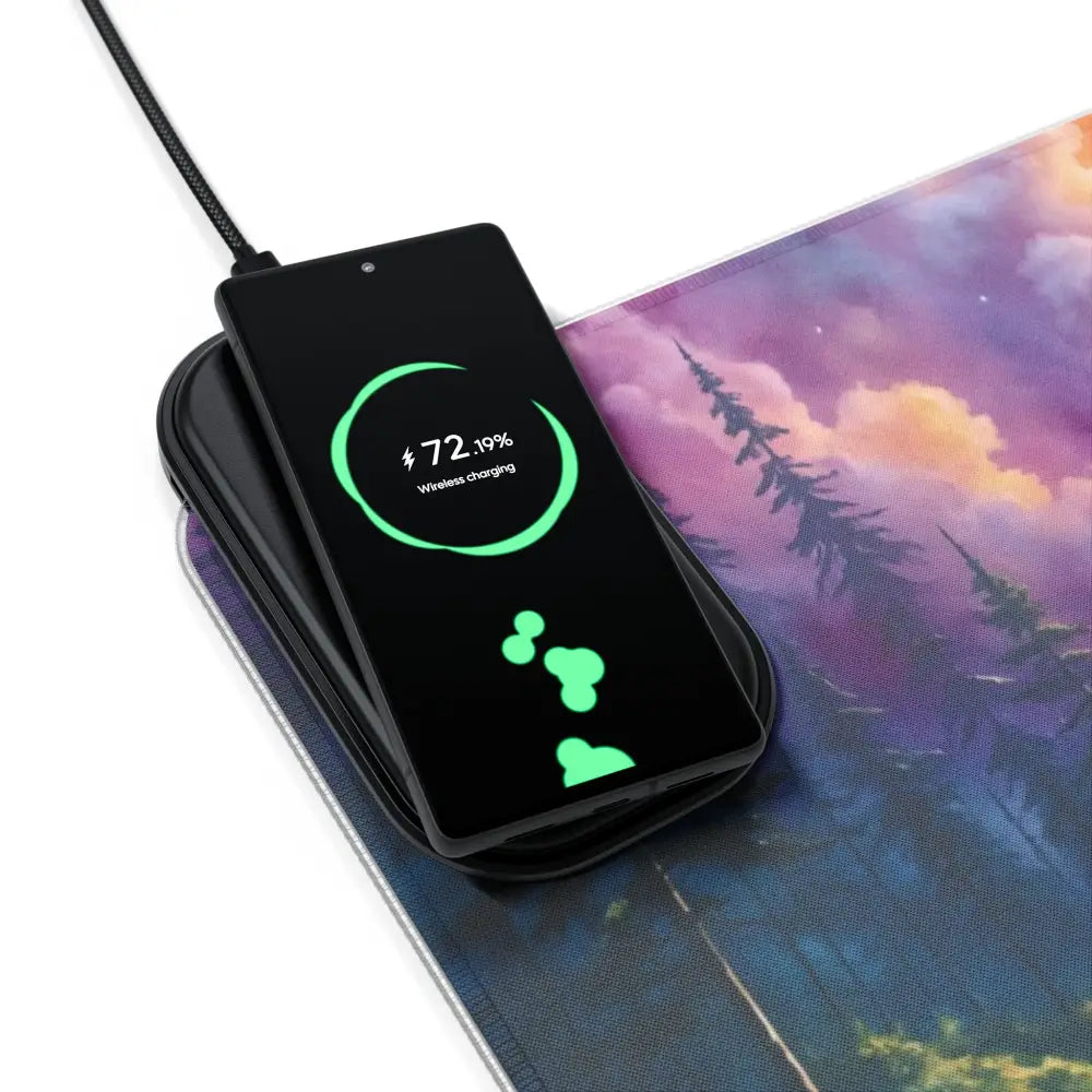 Gaming Mouse Pad Celestial Tide with Wireless Charging on Black Pad for seamless work