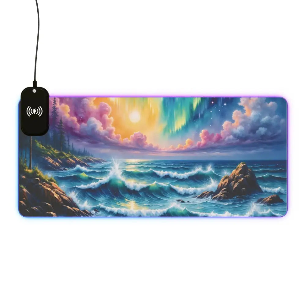 RGB Gaming Mouse Pad with Wireless Charging Celestial Tide PixiOnyx RGB LED Charger Mat