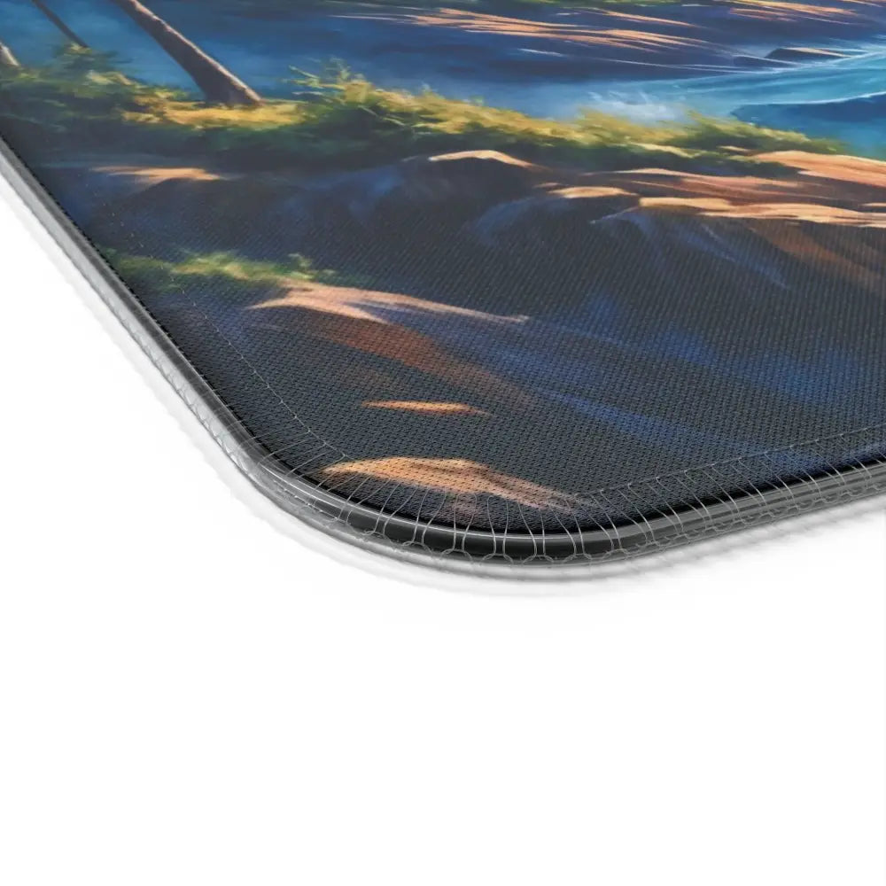 Rectangular Gaming Mouse Pad Celestial Tide with nature print and stitched edges