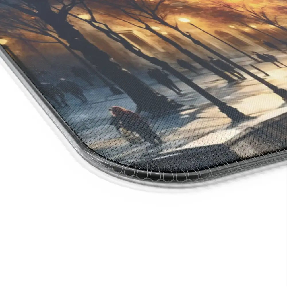 Anti-fatigue mat with vibrant park scene at dusk, perfect for cityscape meets cyberspace decor