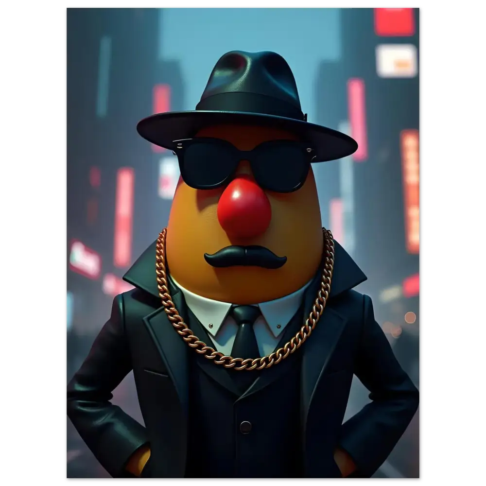 Gangster Mr. Potato Head aluminum wall print from PixiOnyx wallpaper decor