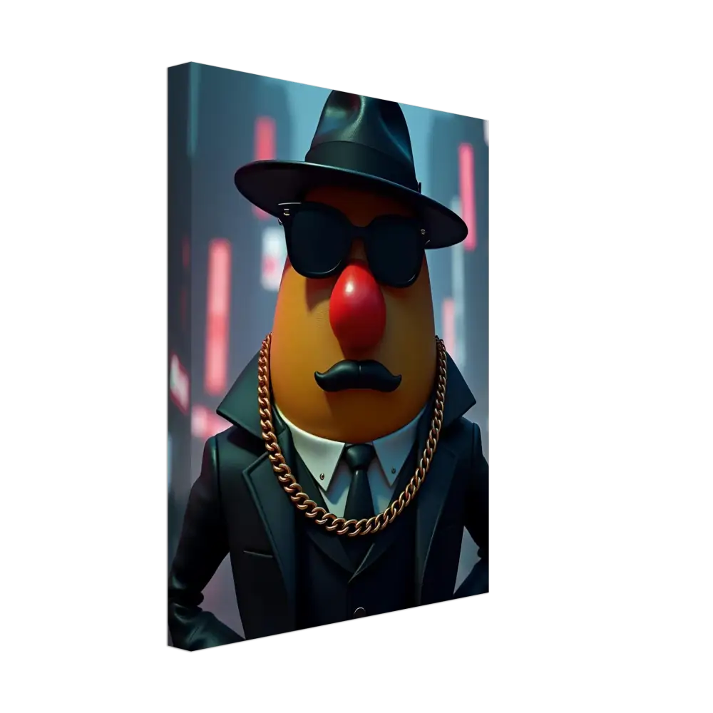 Cartoon Potato in a Suit Canvas Print from Gangster Potato collection by PixiOnyx