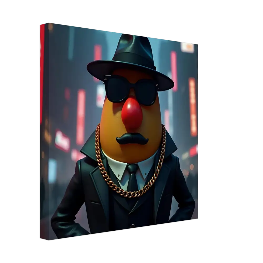 Gangster Potato canvas print with a tough-looking potato head art design