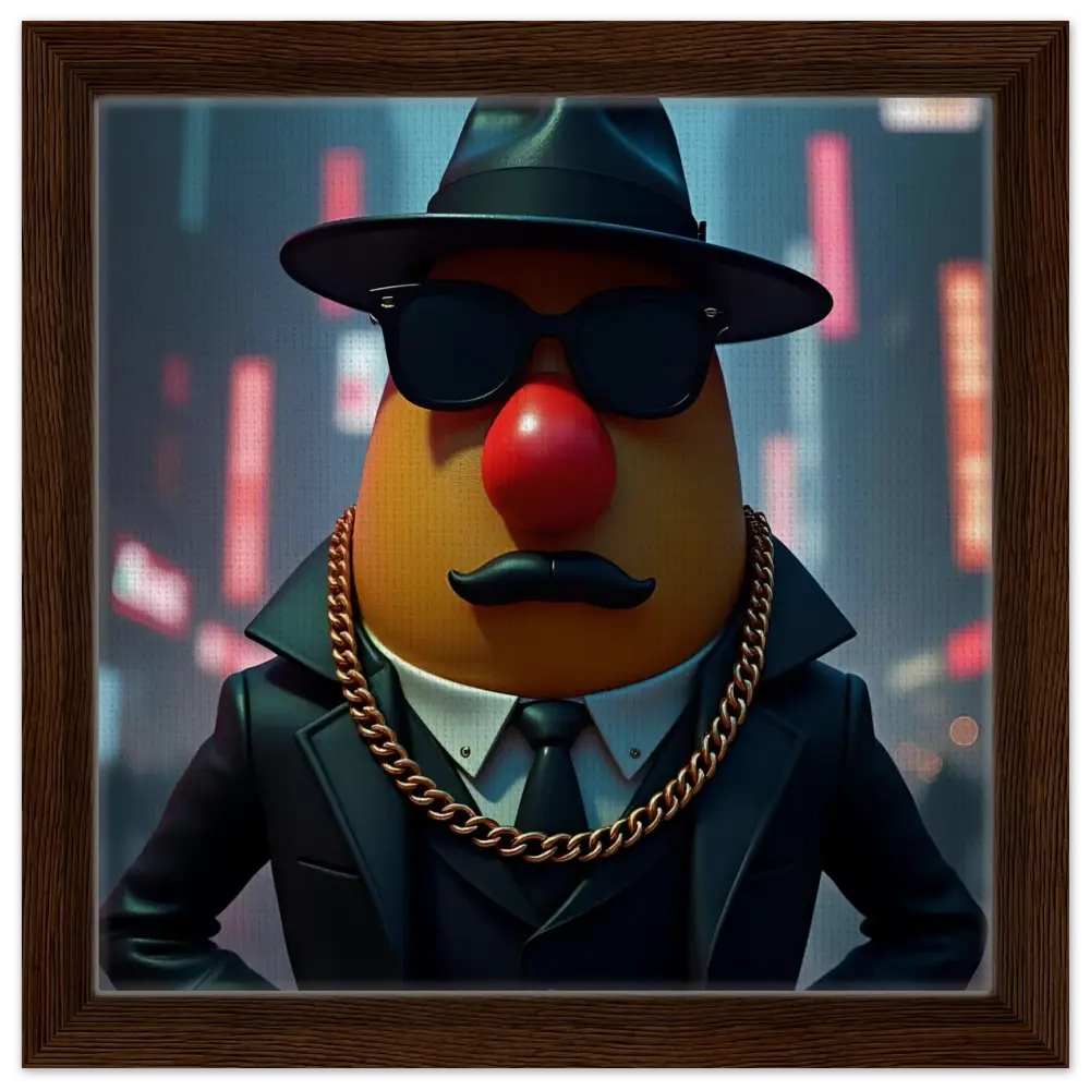 Mr Potato Head gangster portrait framed canvas art for stylish home decor