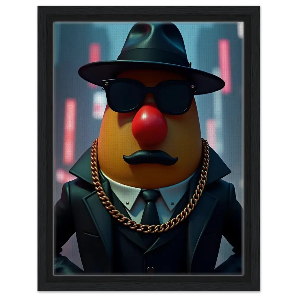 Gangster Mr. Potato Head portrait framed canvas art from PixiOnyx