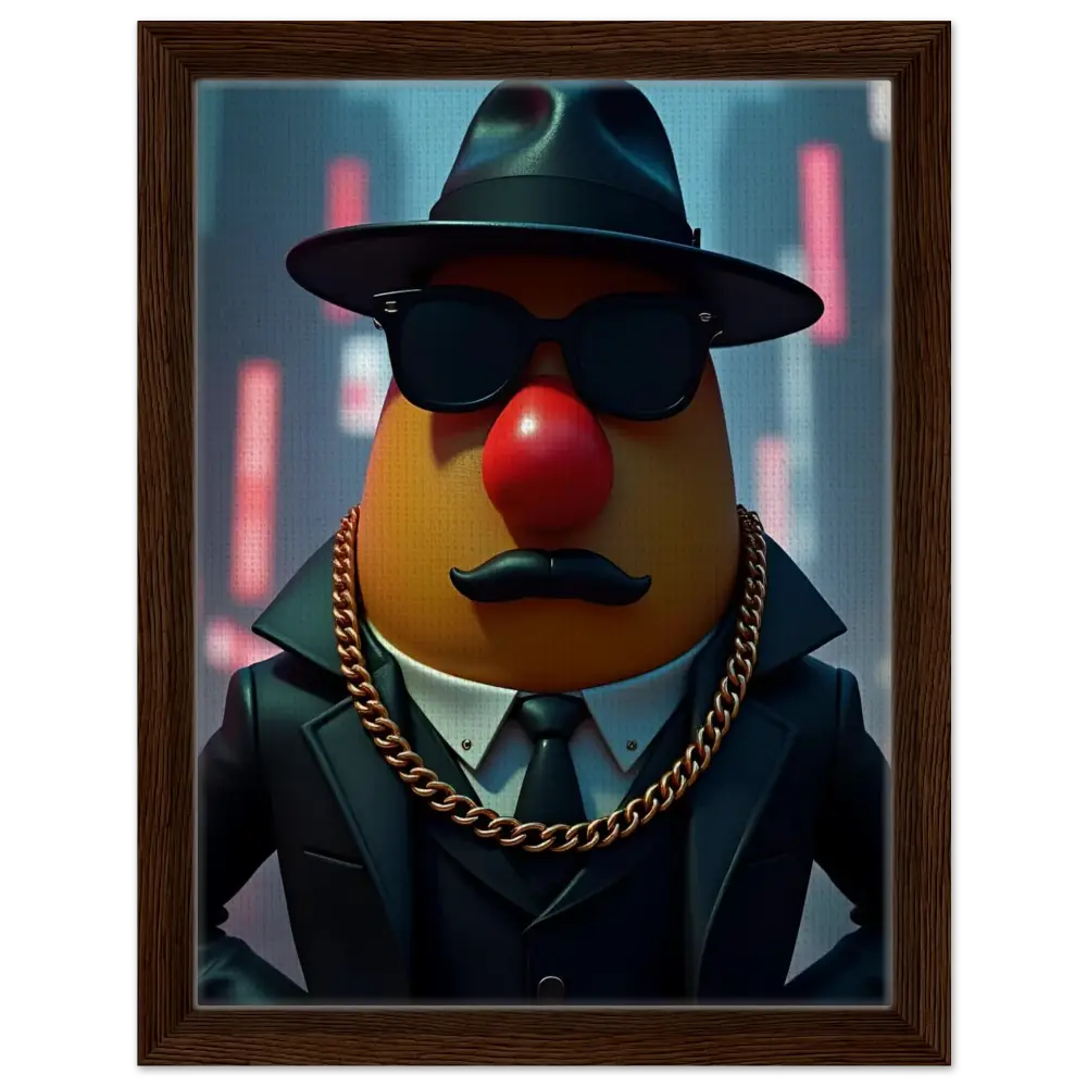 Framed Mr. Potato Head gangster canvas art displayed in Gangster Potato PixiOnyx collection