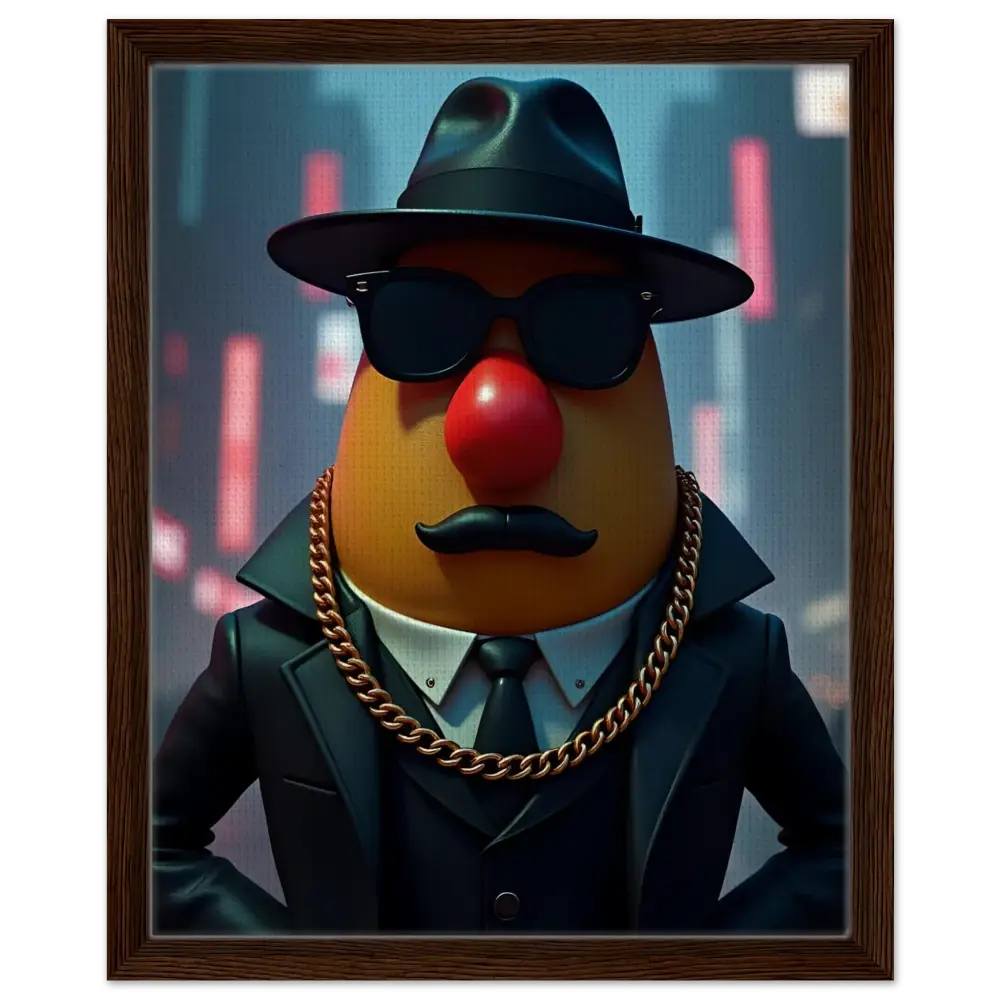 Mr. Potato Head gangster portrait framed canvas art from PixiOnyx