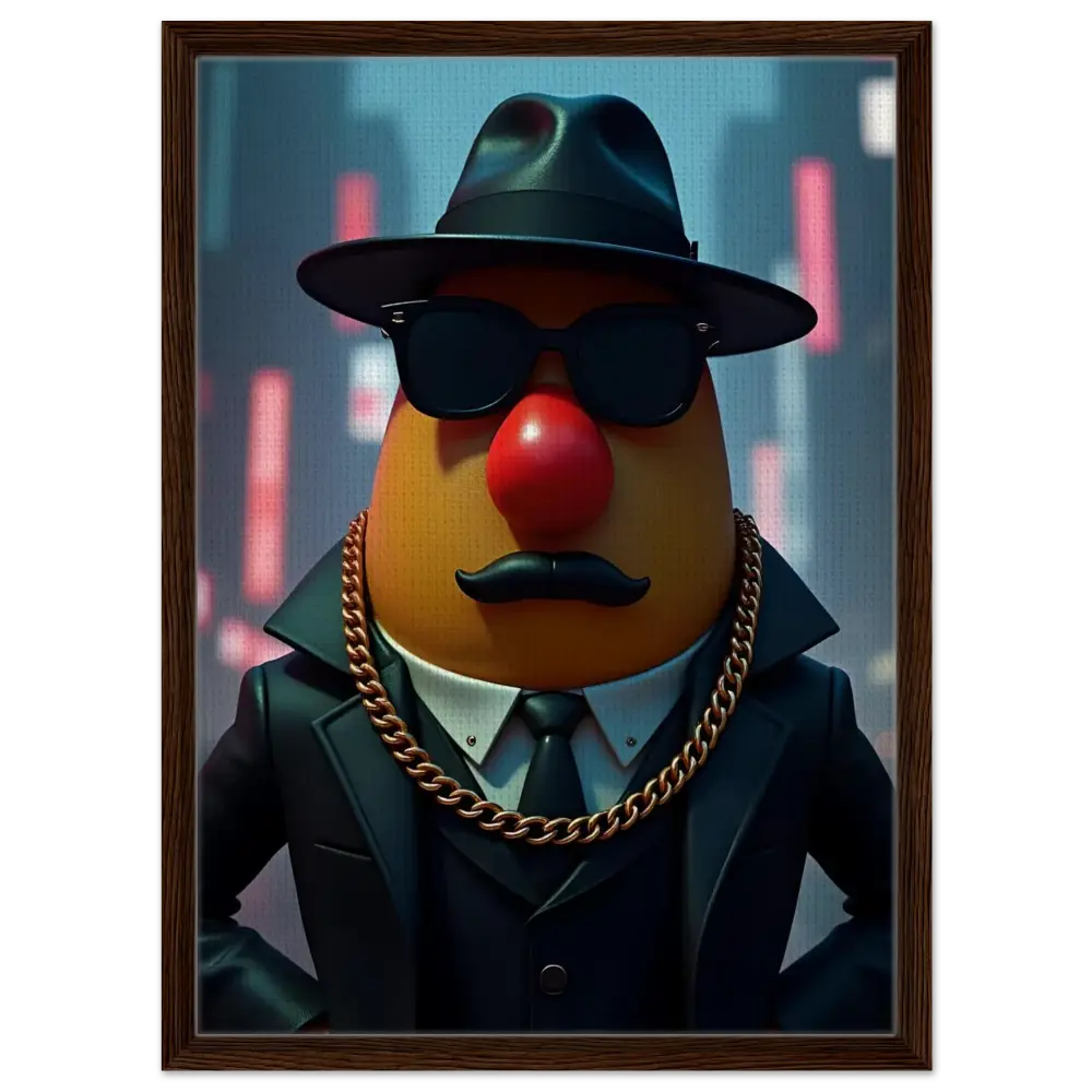 Framed Mr. Potato Head gangster canvas art from PixiOnyx product Gangster Potato