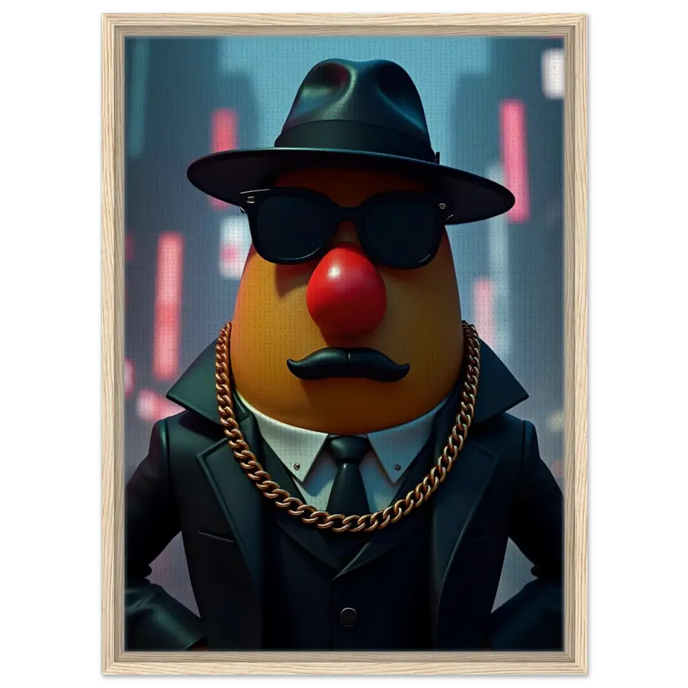 Mr Potato Head gangster portrait framed canvas art for unique home decor by PixiOnyx