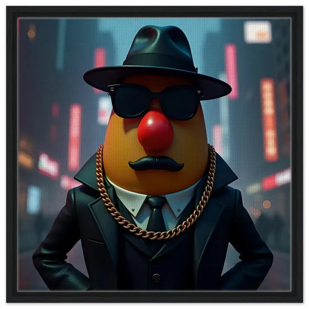 Gangster Mr Potato Head framed canvas art from PixiOnyx product lineup