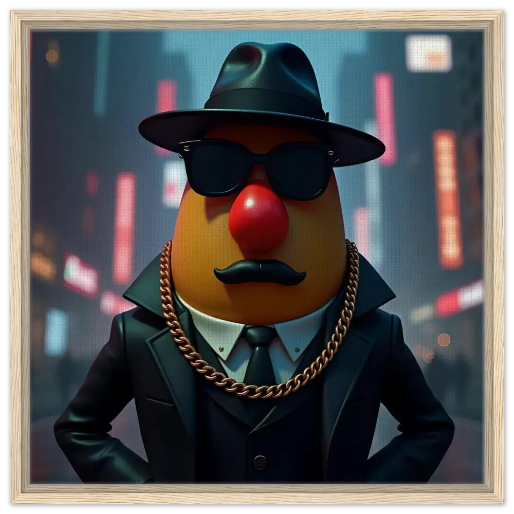 Gangster Mr. Potato Head framed canvas art from PixiOnyx product display