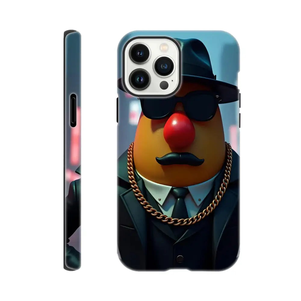 Phone case featuring Mr Potato Head gangster design for iPhone - Gangster Potato Tough PixiOnyx