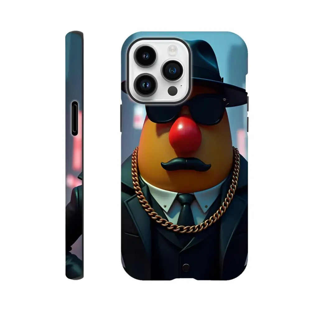 Phone case featuring Mr. Potato Head gangster design for iPhone from PixiOnyx