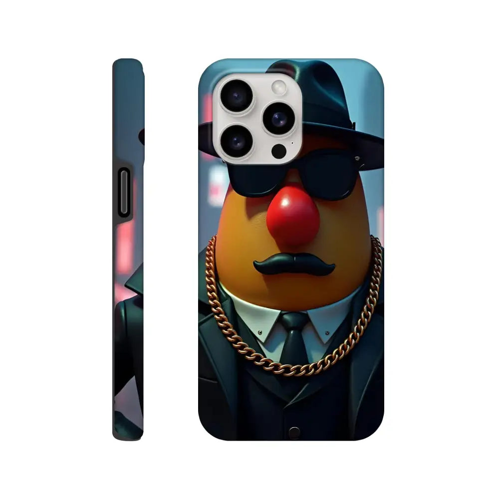 Gangster Potato Tough iPhone Case featuring a Potato Head design for stylish protection