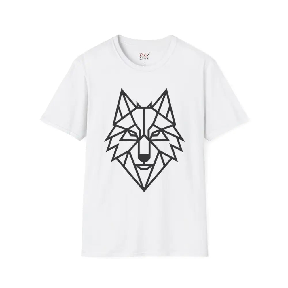 Geometric Wolf T Shirt | Unisex Softstyle Tee Lover Gift Nature Apparel Animal Fashion Unique Graphic White / S