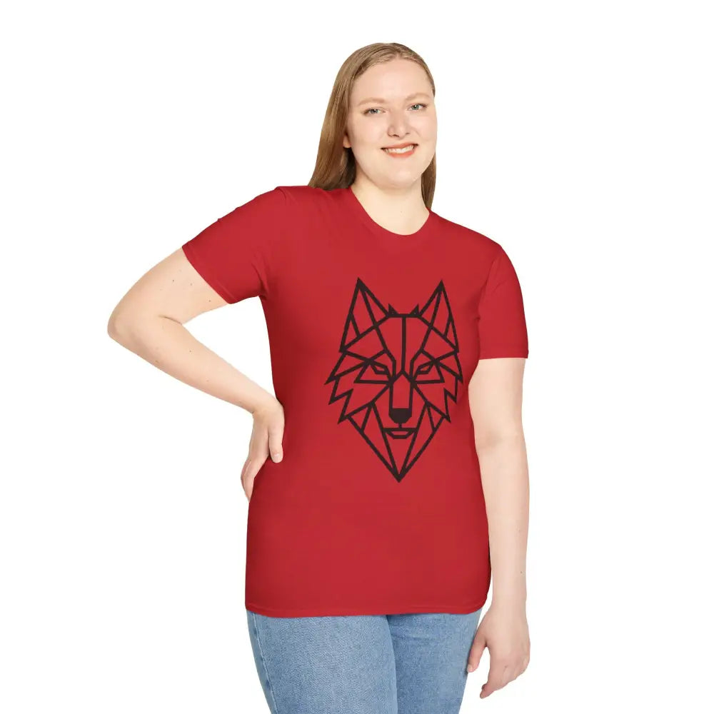 Geometric Wolf T Shirt | Unisex Softstyle Tee Lover Gift Nature Apparel Animal Fashion Unique Graphic