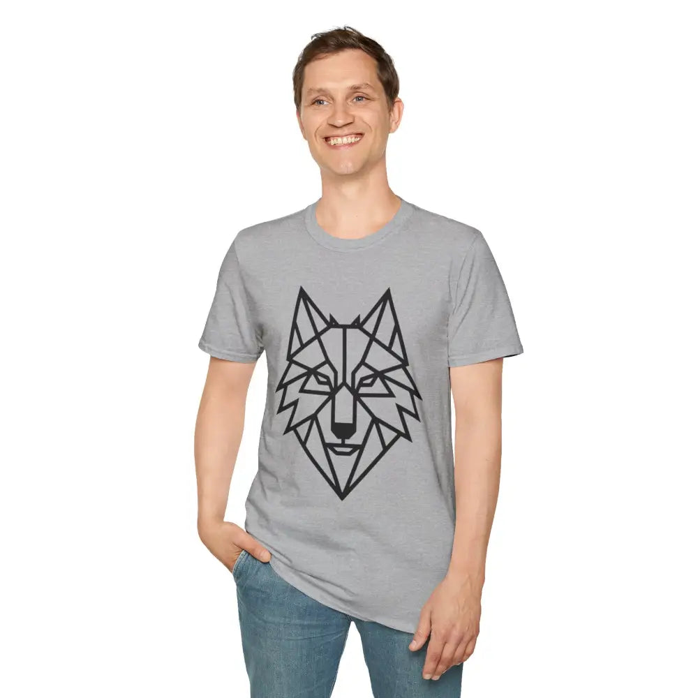 Geometric Wolf T Shirt | Unisex Softstyle Tee Lover Gift Nature Apparel Animal Fashion Unique Graphic
