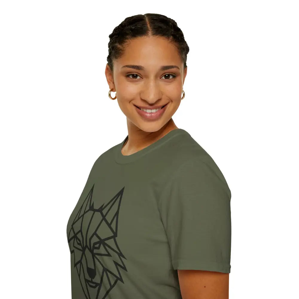 Geometric Wolf T Shirt | Unisex Softstyle Tee Lover Gift Nature Apparel Animal Fashion Unique Graphic