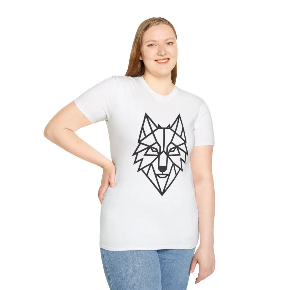 Geometric Wolf T Shirt | Unisex Softstyle Tee Lover Gift Nature Apparel Animal Fashion Unique Graphic
