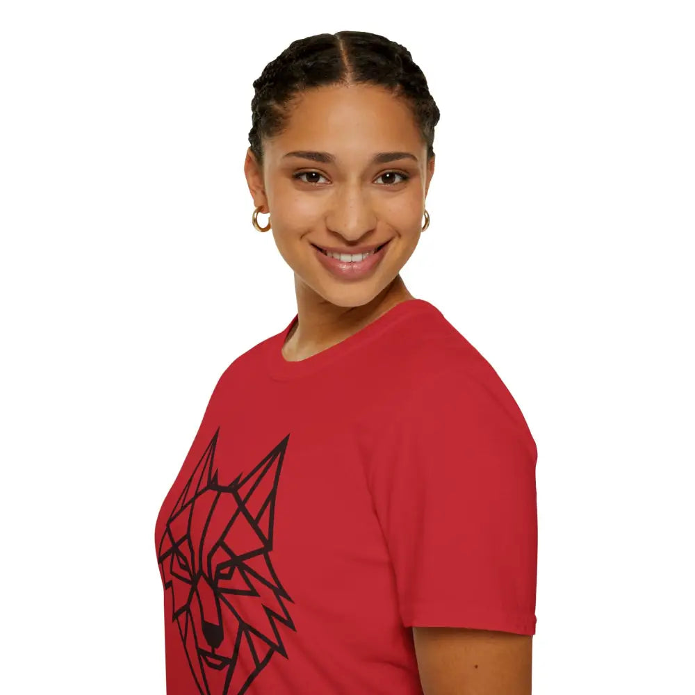 Geometric Wolf T Shirt | Unisex Softstyle Tee Lover Gift Nature Apparel Animal Fashion Unique Graphic