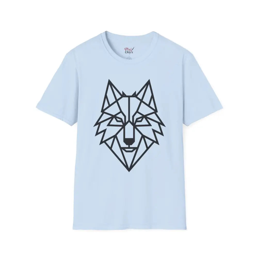 Geometric Wolf T Shirt | Unisex Softstyle Tee Lover Gift Nature Apparel Animal Fashion Unique Graphic Light Blue / S