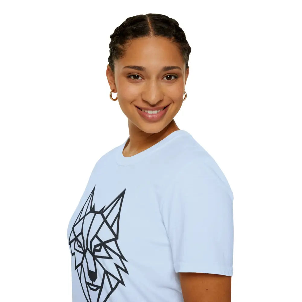 Geometric Wolf T Shirt | Unisex Softstyle Tee Lover Gift Nature Apparel Animal Fashion Unique Graphic