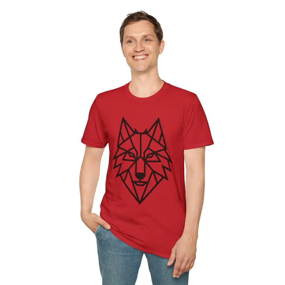 Geometric Wolf T Shirt | Unisex Softstyle Tee Lover Gift Nature Apparel Animal Fashion Unique Graphic